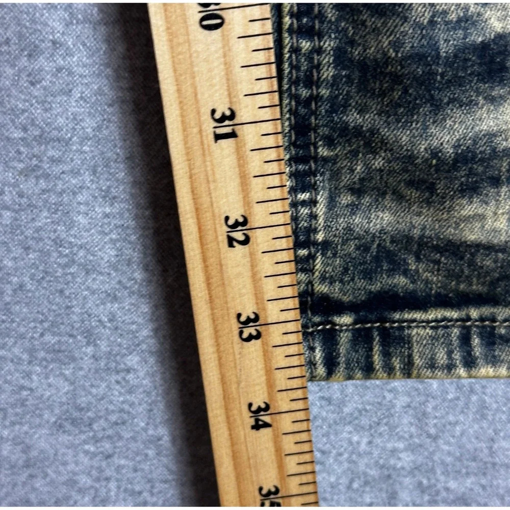 Makobi Jeans Mens 46x34 Blue Acid Wash Distressed Side Stripe Moto Streetwear